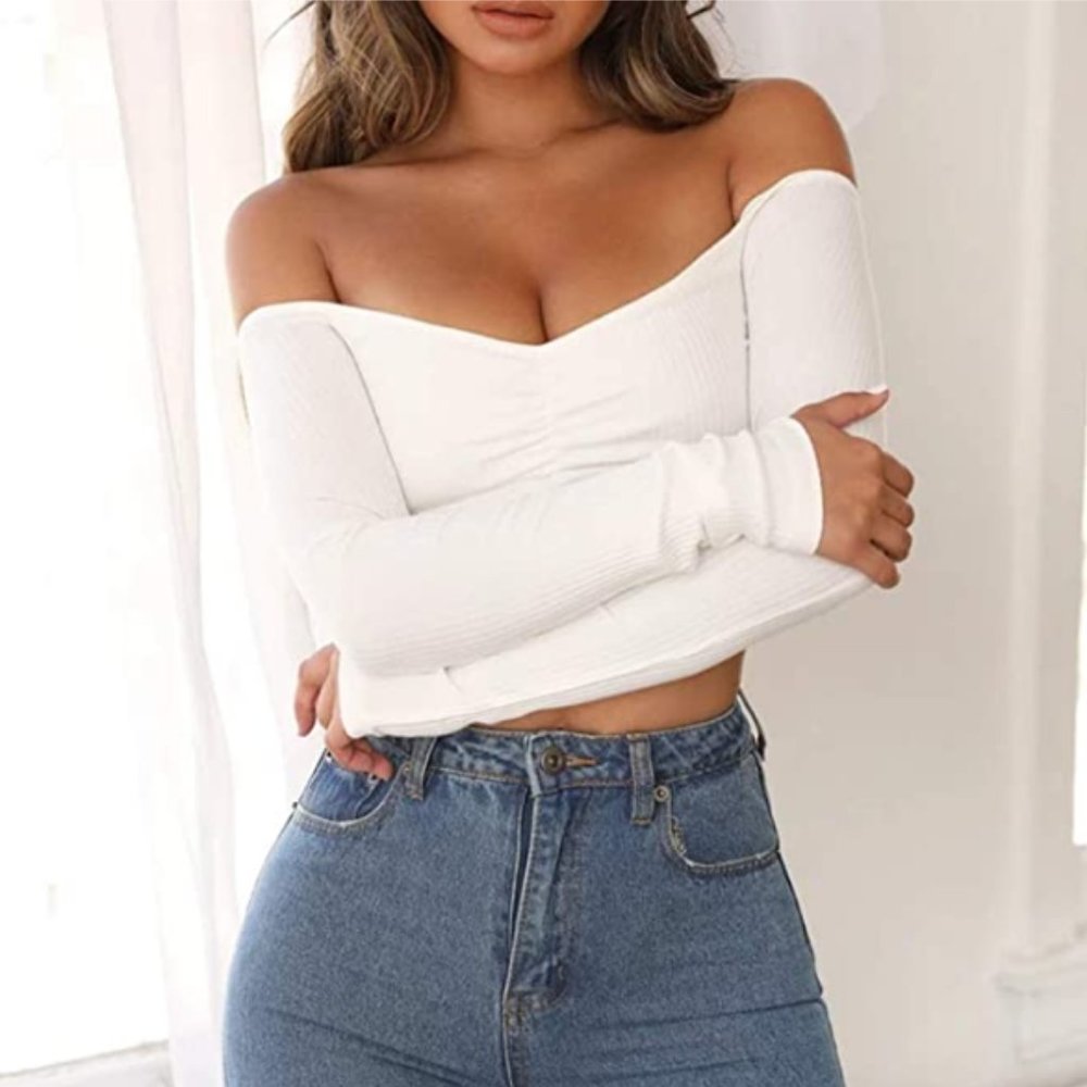 Strapless Off Shoulder Ruffled - Picture 1 of 5